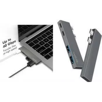 Hub LogiLink UA0399 USB 3.2 Gen2x2 4 portas, PD, para MacBook e iPad, prateado (UA0399)