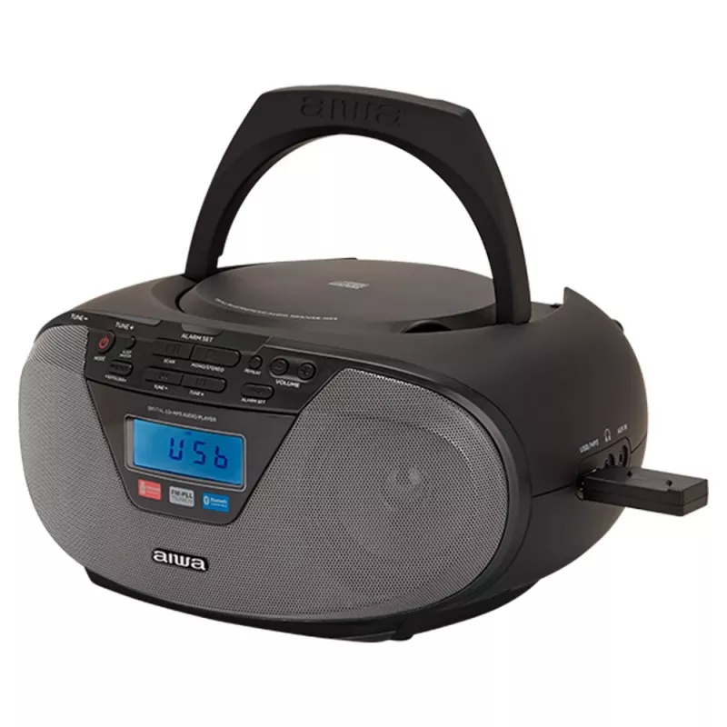 Micro-sistema de áudio Aiwa BBTU-400BK, leitor CD/MP3/FM-PLL/BT (Preto)