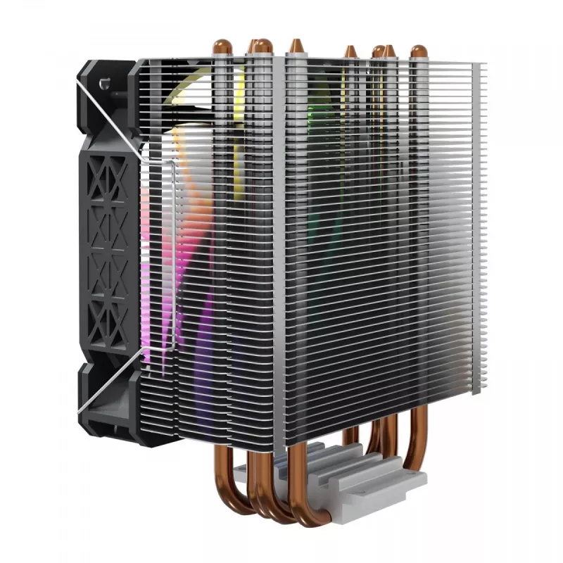 Dissipador de CPU SAVIO SAVGCOVORTEXX2ARGB com 4 heatpipes, ventoinha ARGB de 120 mm, preto