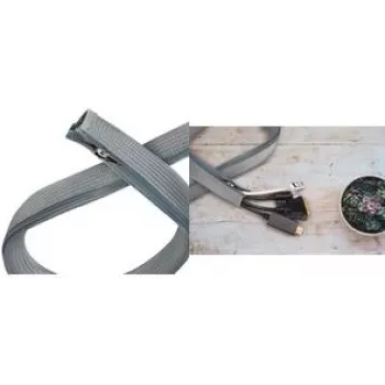 Manga de cabos LogiLink com fecho de correr, 2,0 m, cinzento de poliéster, resistente à abrasão, à tração e à deformação, resistente ao choque - 1 unid. (KAB0072)