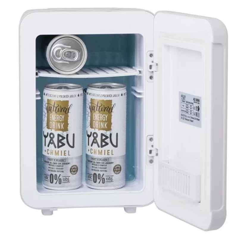 Mini-frigorífico Adler AD 8084G — compacto cinzento 12V/230V, capacidade 4 L, portátil, porta com dobradiça à direita