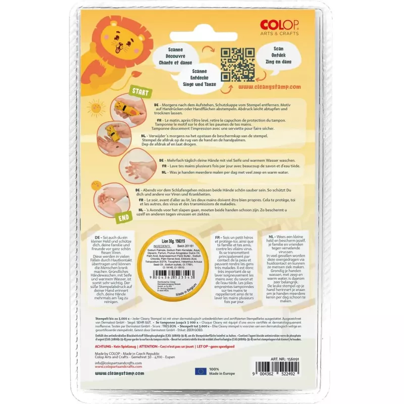 Carimbo Colop 156693 redondo multicolorido para criança