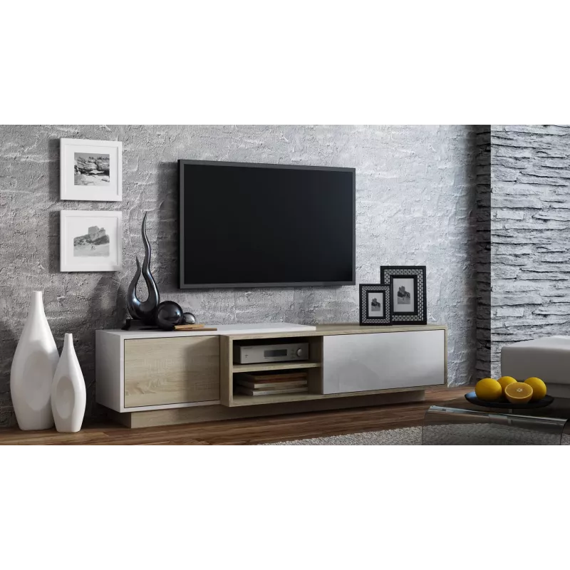 Móvel de TV Cama SIGMA1 180 carvalho Sonoma/branco brilhante