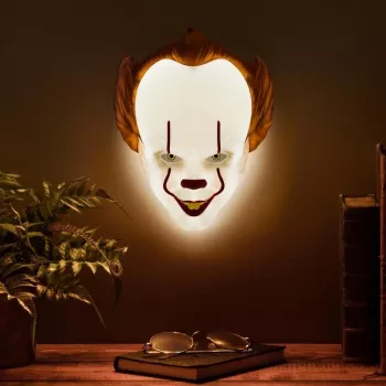Candeeiro de mesa Paladone máscara luminosa PP11207ITV2 Pennywise LED, candeeiro temático em forma de máscara