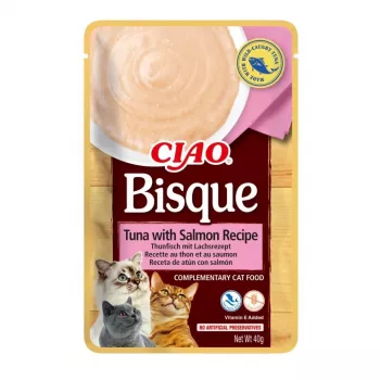 Saquetas de comida húmida para gatos INABA Ciao Bisque — sortido: frango, vaca, peixe; 24 × 40 g