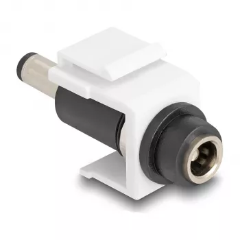 Módulo Keystone DeLOCK DC 5,5 x 2,1 mm fêmea para DC 5,5 x 2,5 mm macho branco