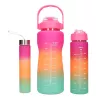 Garrafa de água motivacional Extralink 3W1 conjunto rosa-laranja 2000ML+900ML+300ML