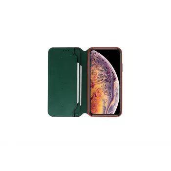 Capa de proteção VixFox para iPhone XSMAX – verde-floresta, capa folio com compartimento para cartões