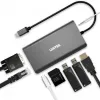 UNITEK uHUB O8+ Hub USB 3.2 Gen 1 Type-C com fio, Cinzento, 100W Power Delivery