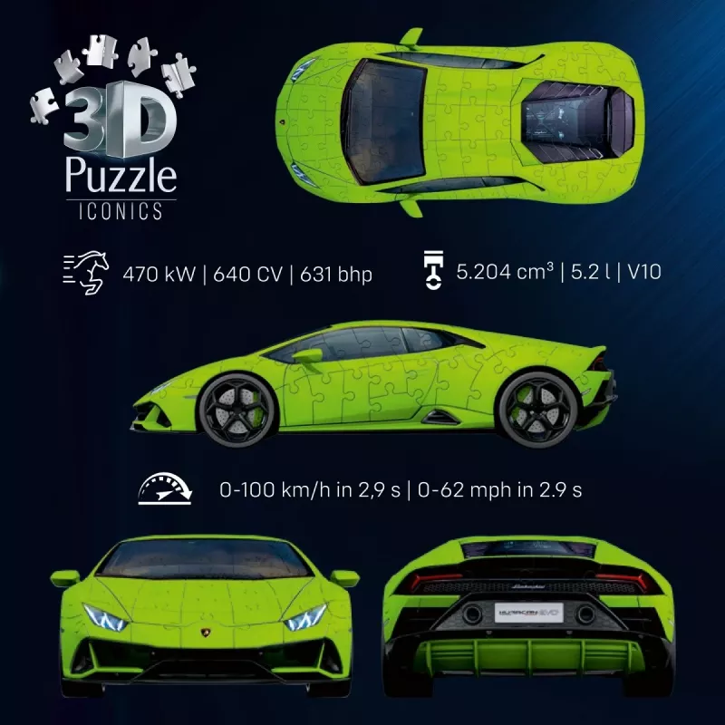 Puzzle 3D 158 peças Lamborghini Huracan EVO verde