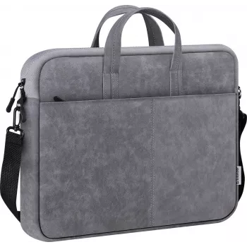 Mala toploader DEFENDER Solid para portáteis de 15,6 polegadas, poliuretano, cinzento, pega de transporte, alça removível