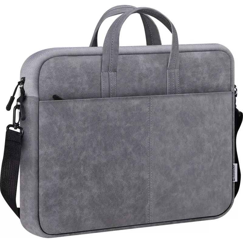 Mala toploader DEFENDER Solid para portáteis de 15,6 polegadas, poliuretano, cinzento, pega de transporte, alça removível