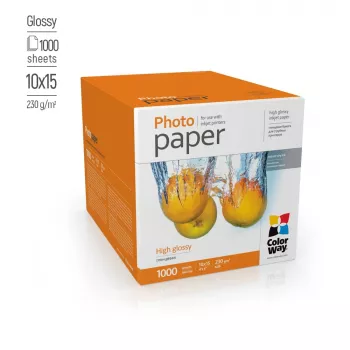 Papel fotográfico ColorWay 10×15 cm brilhante 230 g/m², embalagem para impressão fotográfica