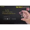 Lanterna de mão Nitecore TIKI LE — 300 lm, recarregável por USB, policarbonato, IP66, resistente a impactos, 10,5 g, 55 mm, preta