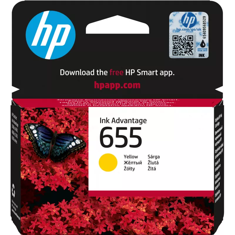 HP 655 amarelo original Ink Advantage tinteiro, amarelo, 1 unid., 600 páginas