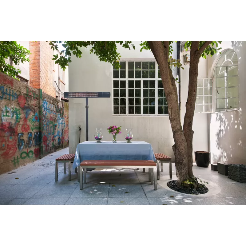 Aquecedor elétrico de pé para terraço TunaBone, tubo de carbono dourado único | TB2580ST-01 | aquecedor de terraço | 2500 W | preto