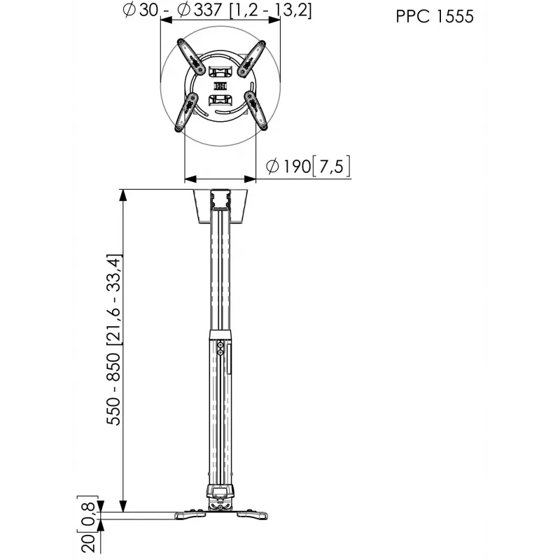 Suporte de teto para projetor Vogel's PPC 1555 prateado