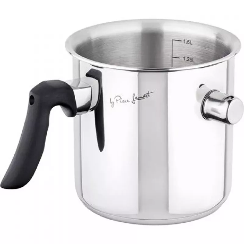 Leiteira LAMART LT1068, aço inoxidável de parede dupla, fundo sanduíche, 1,5 L, apito, escala de volume