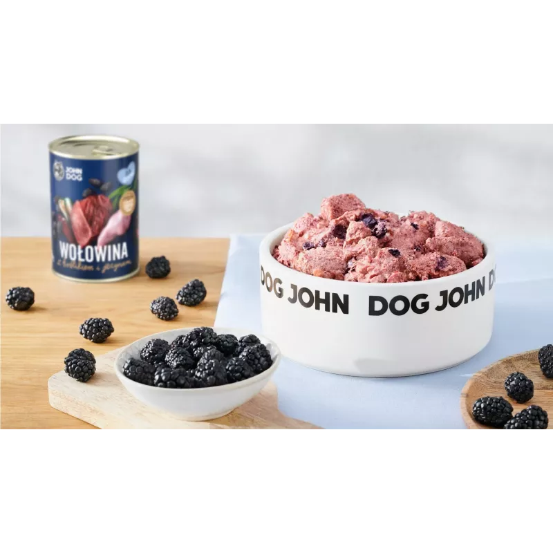 Comida húmida para cães john dog BERRY — vaca & coelho com amoras, 400 g, Junior, alimento completo