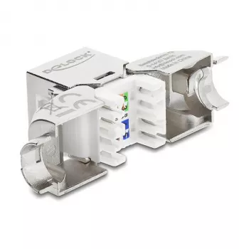 Módulo Keystone RJ45 conector fêmea Cat.6A sem ferramentas 90° DELOCK 90800
