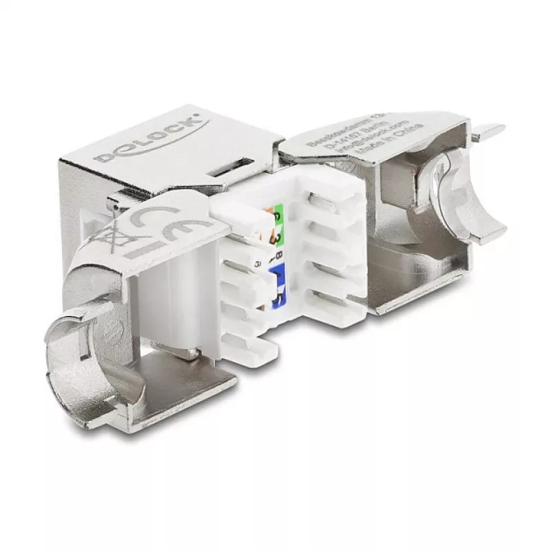 Módulo Keystone RJ45 conector fêmea Cat.6A sem ferramentas 90° DELOCK 90800