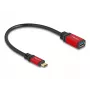 Adaptador USB DeLOCK 60172 USB Type-C macho para USB Type-A fêmea 10 Gbit/s 15 cm vermelho metal