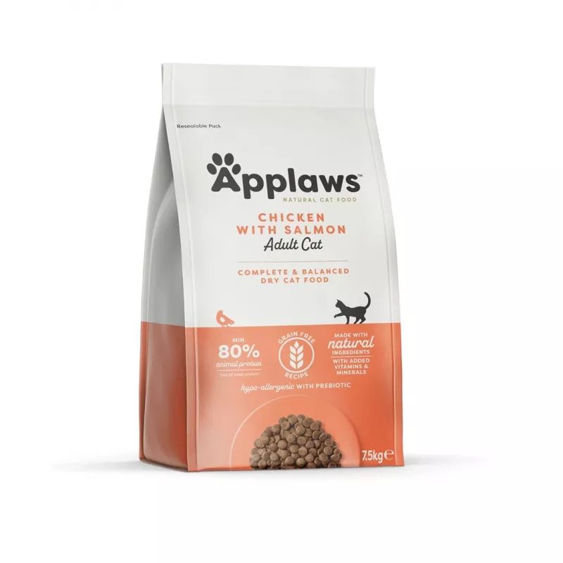 Applaws ração seca para gatos, frango com salmão, 7,5 kg
