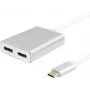 Splitter USB-C helos 288383 — 2 saídas DisplayPort, USB 3.1 Type-C