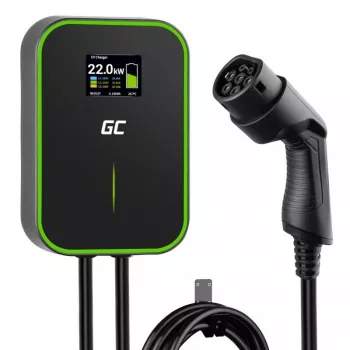 Estação de carregamento para veículos elétricos Green Cell EV14 22 kW preto alumínio parede