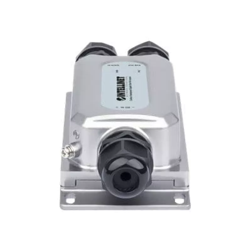Injetor PoE++ Gigabit antivandalismo para exterior Intellinet, uma porta de 60 W, compatível com IEEE 802.3bt (4PPoE), à prova de água IP67, antivandalismo IK10, caixa metálica