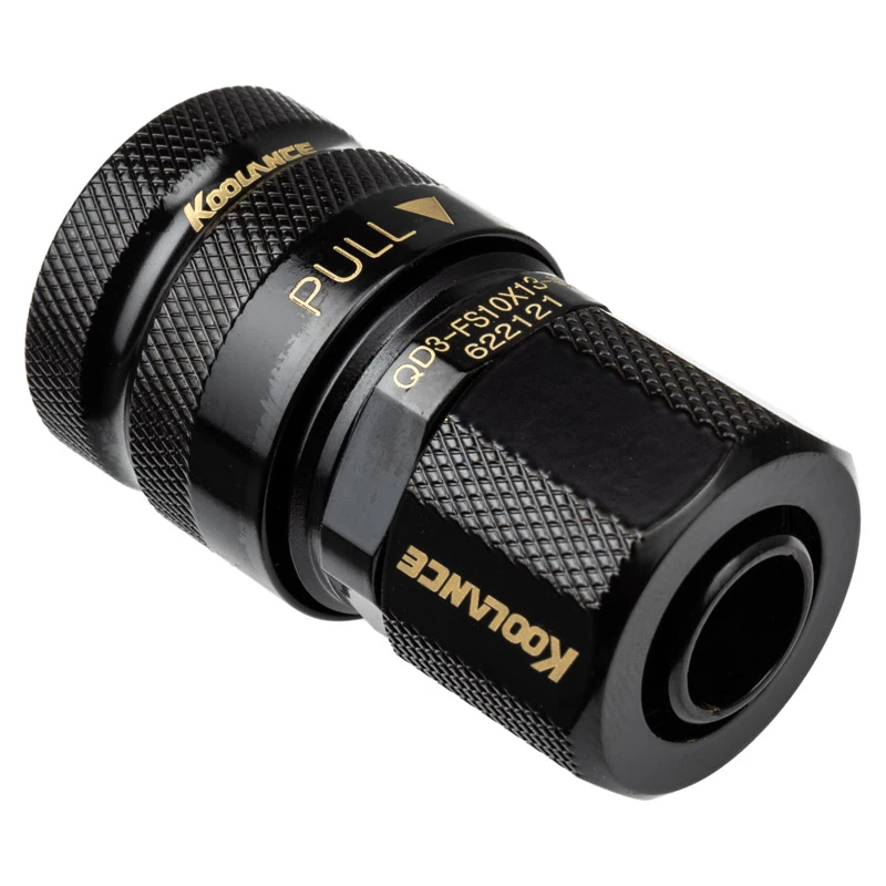 Acoplamento rápido Koolance QD3 reto fêmea para 13/10mm - à prova de fugas, preto