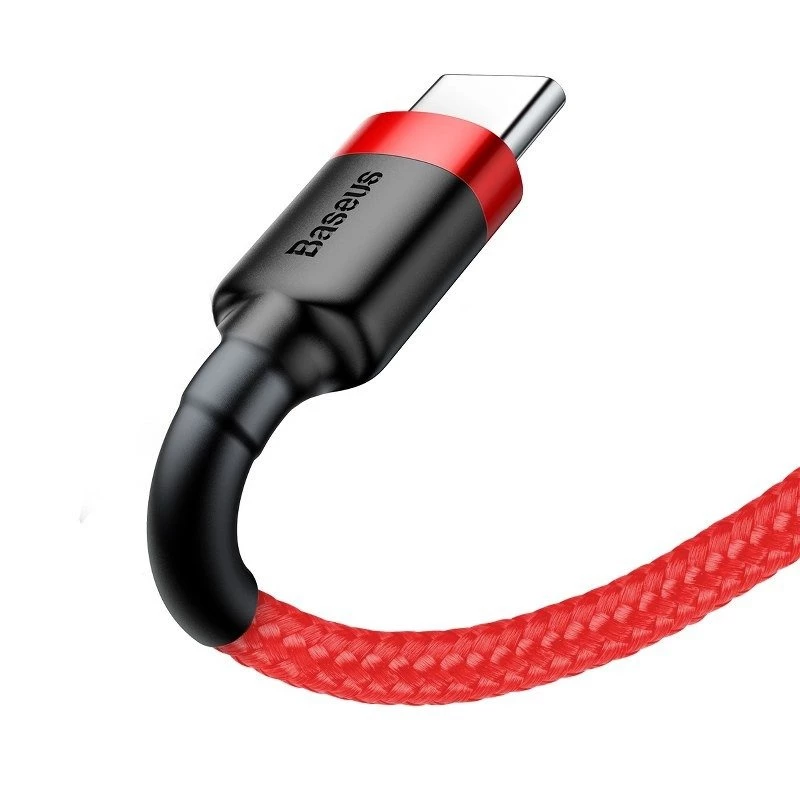Cabo USB 2.0 A para USB-C Baseus CATKLF-B09 1m QC3.0 trançado em nylon vermelho, carregamento rápido e sincronização de dados