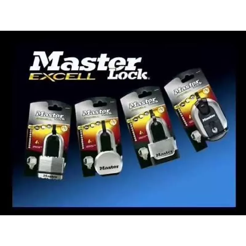 Cadeado de disco MASTER LOCK 70 mm Excell aço inoxidável, arco protegido, chave diferente