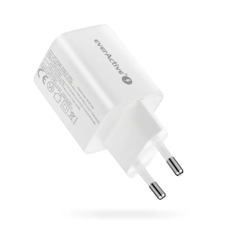 Carregador de parede everActive SC-450Q 45W 1×USB-C 1×USB-A Branco
