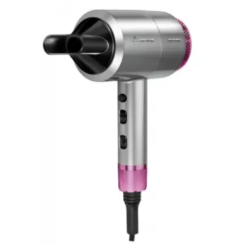 Secador de cabelo MPM MSW-22 1800W, 3 níveis de calor, 2 velocidades, iónico, concentrador, cabo de 1,8 m, prateado