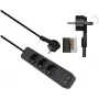 Régua de tomadas helos ADVANCED 5 tomadas com carregador USB, preto, cabo de 1,5 m