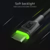 Green Cell GC Ray KABGCSET01 conjunto de cabos USB-A para USB-C, 3 un. (30 cm, 120 cm, 200 cm), LED verde, carregamento rápido QC 3.0, preto