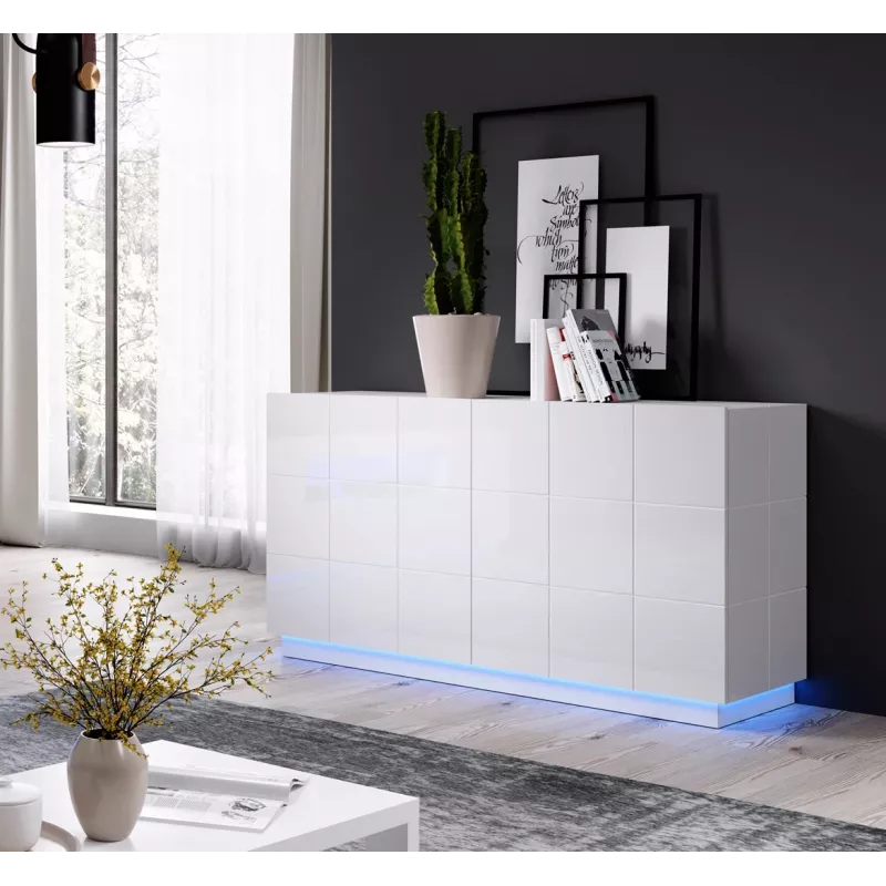 Aparador Cama Sideboard 2D REJA branco brilhante/branco brilhante