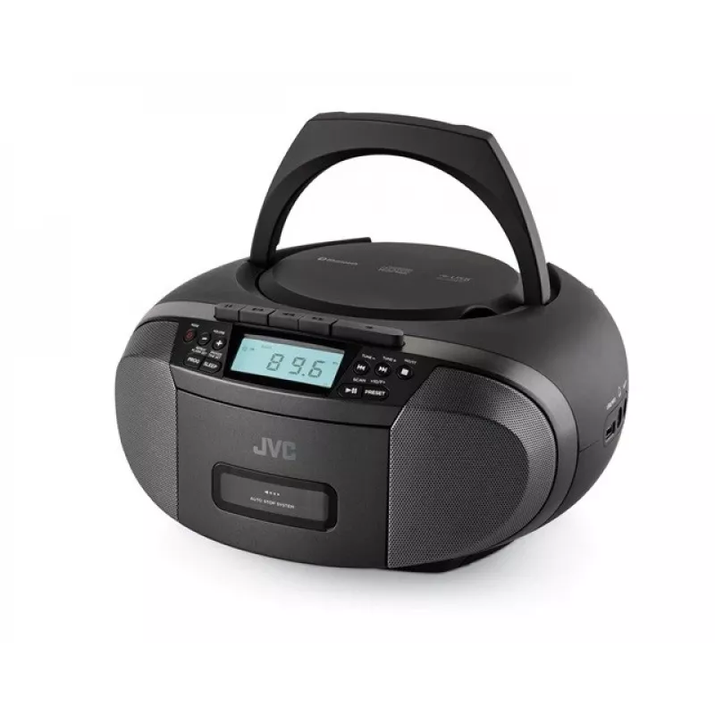 Leitor de rádio JVC RC-E444B preto com leitor de CD e sintonizador FM