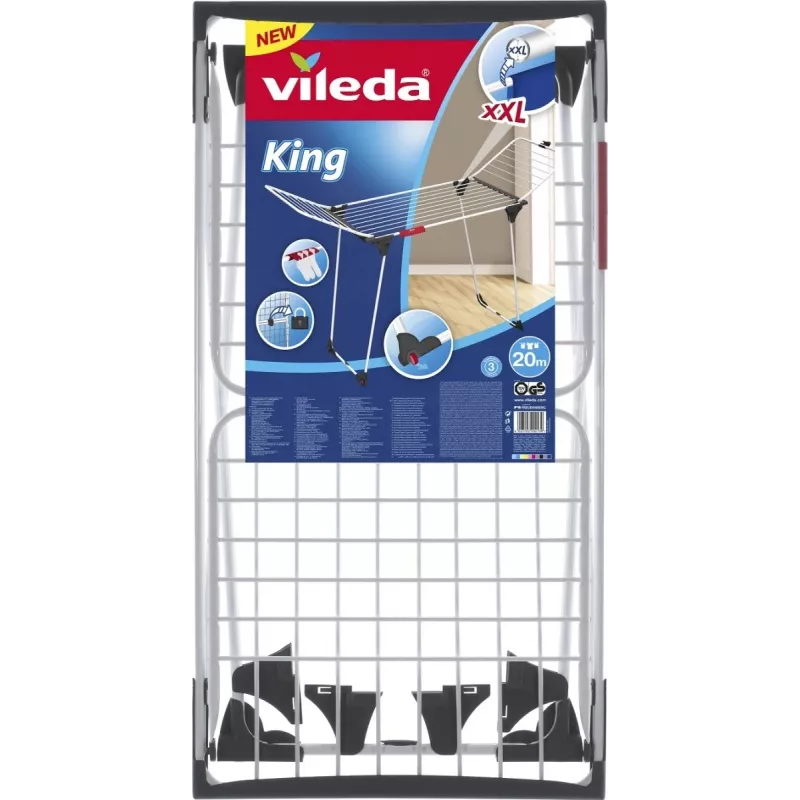 Estendal VILEDA King White 157247 — aço, 20 m de área de secagem, dobrável com rodas