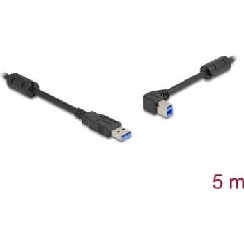 Delock - Cabo USB - USB Type-A (M) para USB Type-B (M) angular à esquerda - USB 3.0 - 5,0 m - até 5 Gbit/s de taxa de transferência de dados, contactos banhados a ouro - preto (81103)