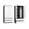 Guarda-roupa top e shop MALWA SS-90, 90×180×50 cm, estrutura antracite, portas de batente brancas, 2 gavetas, laminado 16 mm