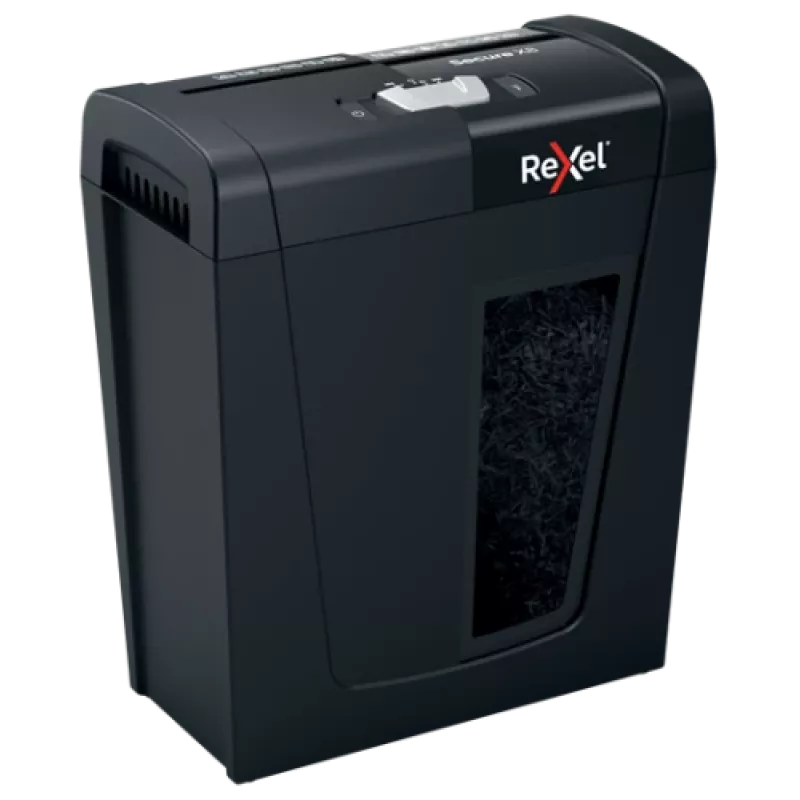 Destruidora de documentos REXEL Secure X8 — corte cruzado P-4, 4x40 mm, capacidade 8 folhas, recipiente 14 l, preto