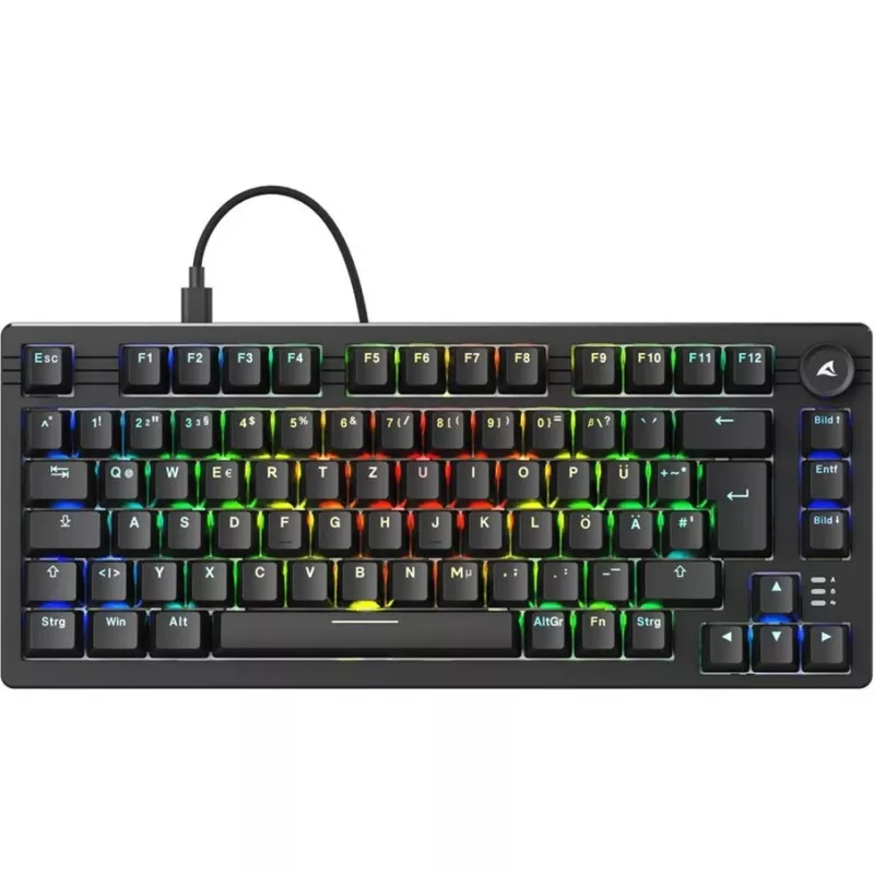 Teclado Sharkoon SGK25 Home USB QWERTZ alemão preto 75% RGB LED