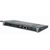 Dock para portátil Gembird A-CM-COMBO9-02 USB 3.2 Gen 1 Type-C, HDMI, VGA, 3×USB-A, Gigabit Ethernet, 87W PD, cinzento