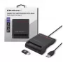 Leitor de cartões de ID QOLTEC Smart-Chip — USB, preto, 84,5×65×16 mm, 63 g