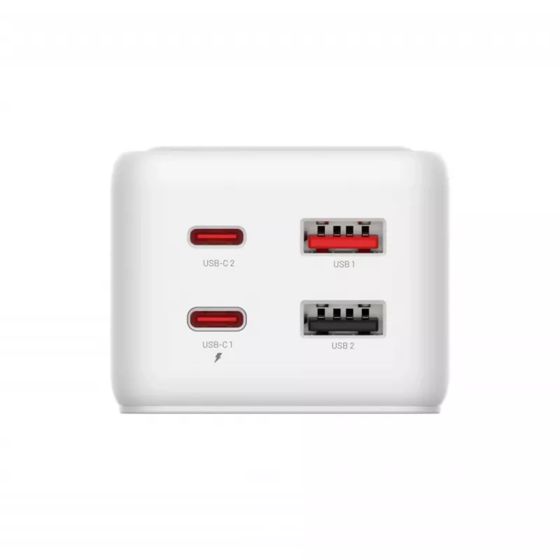 Adaptador de alimentação FIXED FIXCS65-1.5-WH com 2× USB-C PD 65 W e 2× portas USB-A
