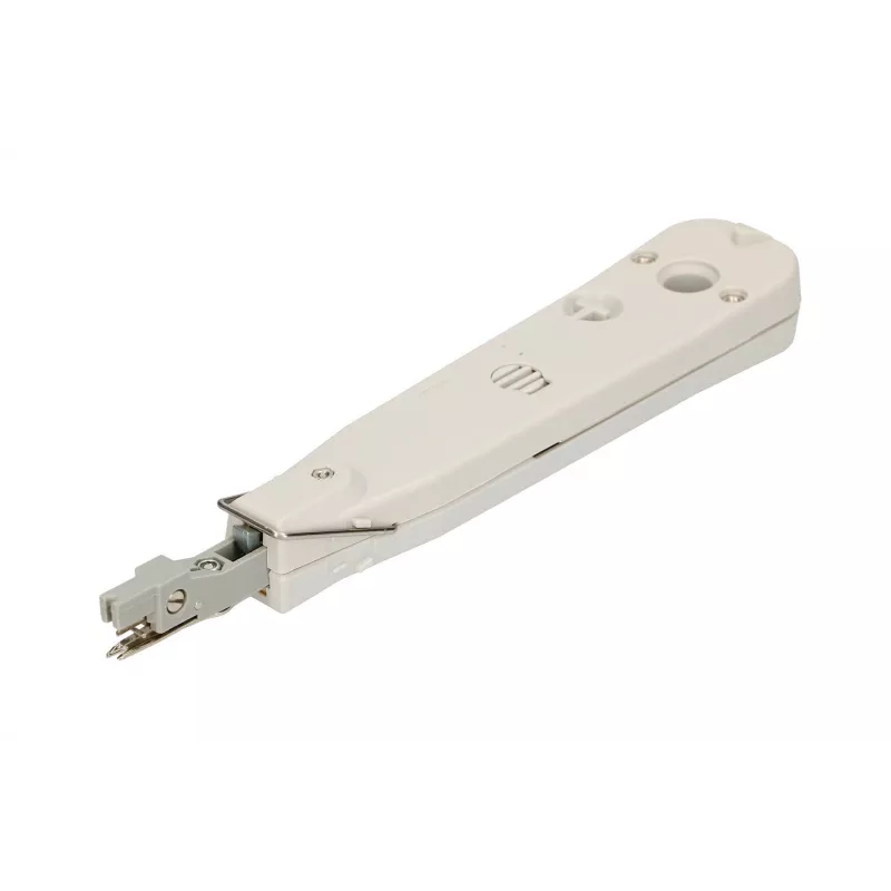 Ferramenta de inserção Krone Extralink NT-T002, lâmina em aço temperado, cabo em plástico, função de bloqueio, cinzento/branco