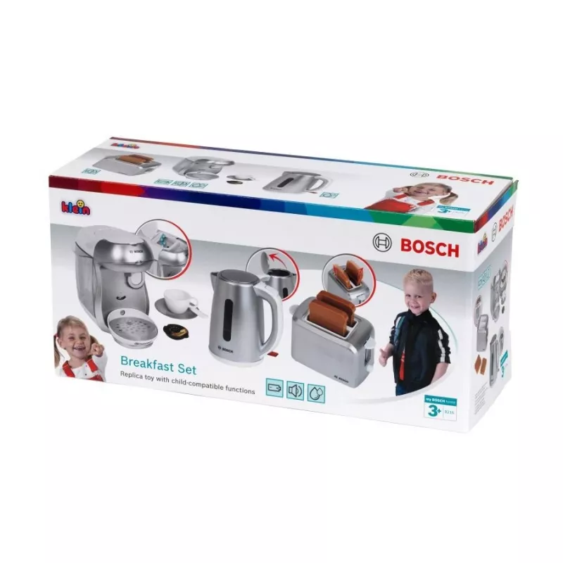 Conjunto de pequeno-almoço KLEIN prateado – conjunto de brincar de cozinha de pequeno-almoço para crianças