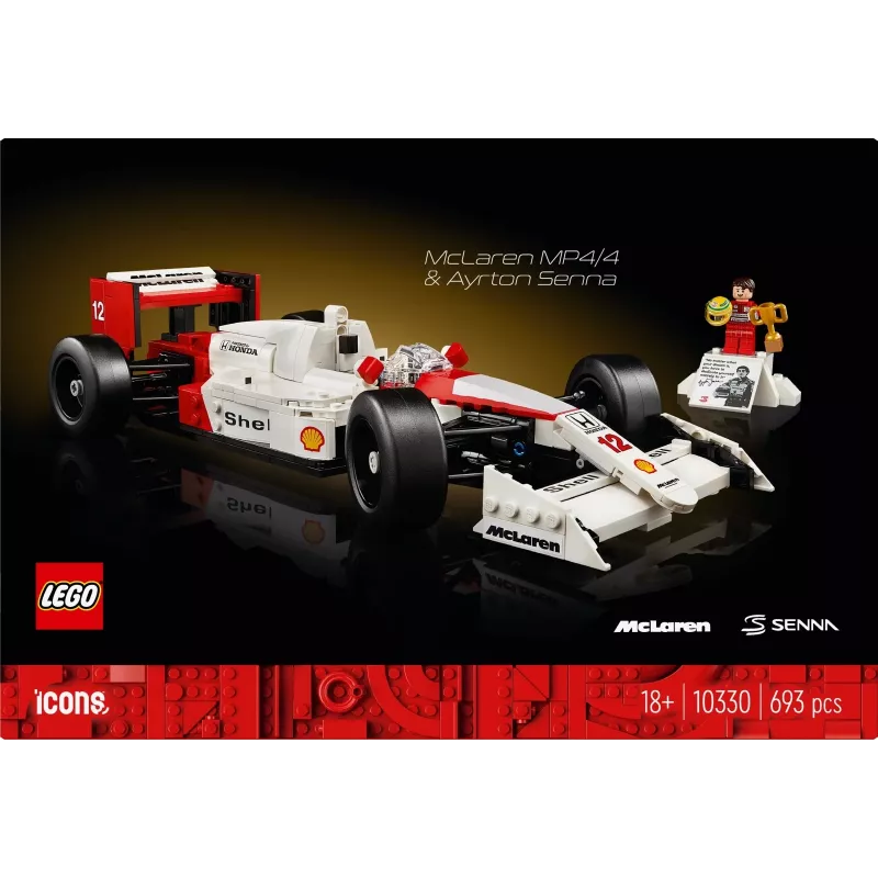 Conjunto LEGO McLaren MP4/4 Ayrton Senna 10330 — modelo LEGO ICONS à escala